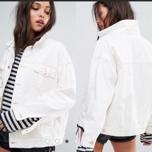 Free People white denim trucker jacket